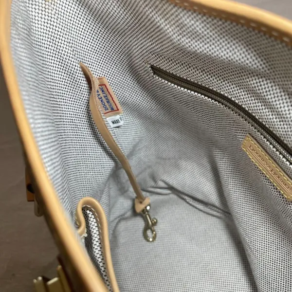 Dooney & Bourke | Vintage Tan and Gray Signature Classic Bucket Bag - Image 11