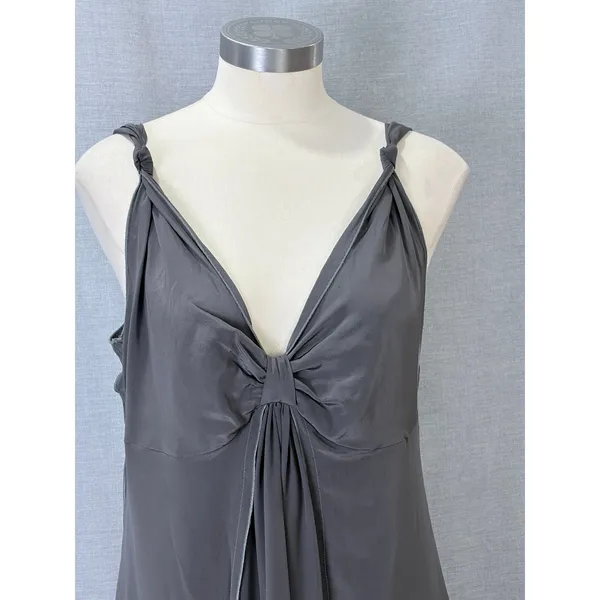 A Pea in the Pod Silk Maternity Dress L Charcoal Gray Empire Waist Cocktail - Image 2