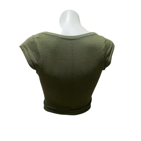 Urban Outfitters Out From Under Women's Olive Green Crop Top Short Sleeve Tee M - Image 7