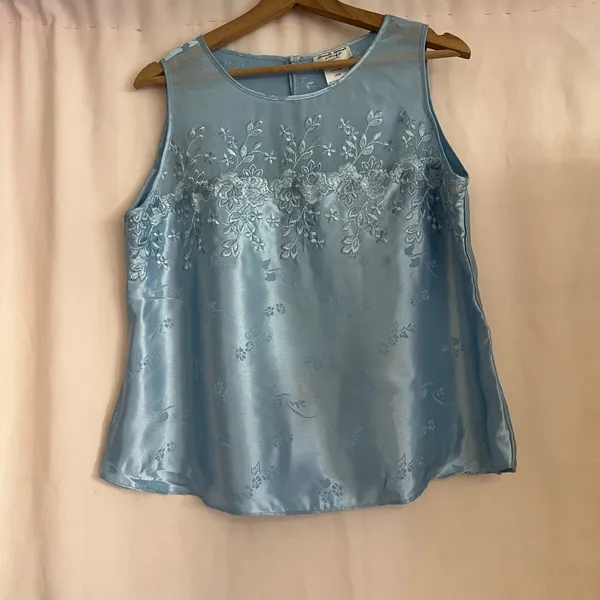 Embellished Blue Sleeveless Tank Top - Image 5