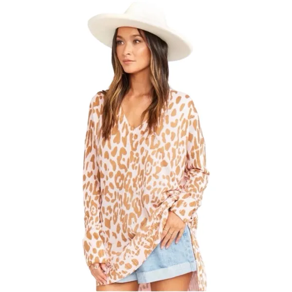 Show Me Your Mumu Pink Leopard V-Neck Sweater -M 🐆 💖 - Image 10