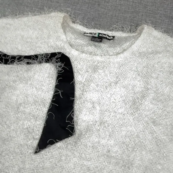 Jamie Sadock Sweater Womens M White Fuzzy 3/4 Sleeve Crew Neck‎ Pullover Eyelash - Image 2