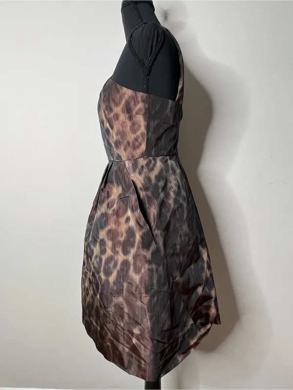 Banana Republic Leopard Print Halter Dress 0 Mob Wife Indie Sleaze Fit Flare - Image 4