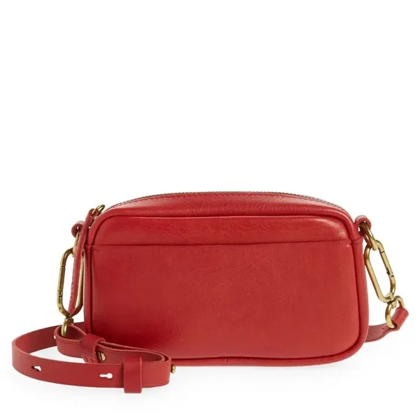 Madewell The Leather Carabiner Mini Crossbody Bag Pomegranate Seed Red - Image 7