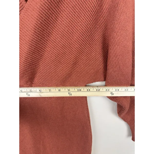 Petal + Pup Knit Sweater Midi Dress Size 2 Rust Terracotta V Neck Long Sleeve - Image 12