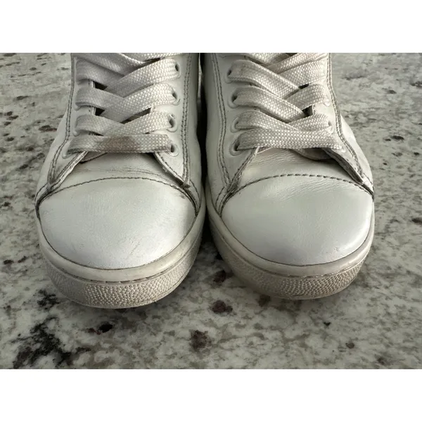 Prada white leather womens sneakers shoes 35 USED - Image 3