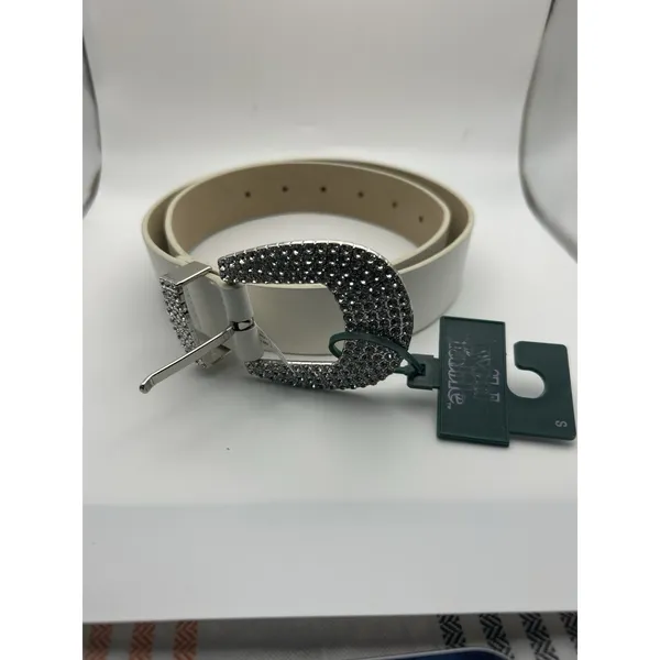 Wild Fable White Rhinestone Western Belt Small S Sparkle Buckle‎ Y2K Bling NWT - Image 3