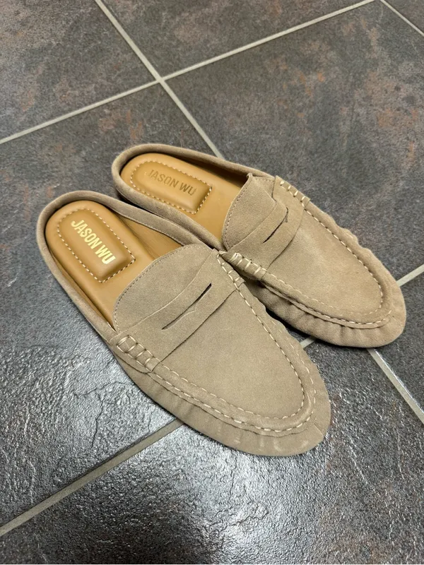 Jason Wu Meeky Suede Leather Backless Slip On Mules Slides Womens Shoes Tan 8 - Image 11