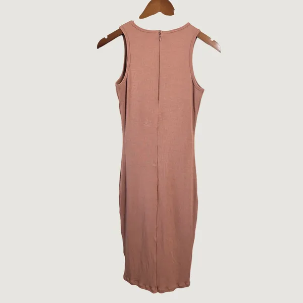 Popilush Built-In Shapewear Ribbed Slip Dress Mauve Pink Sleeveless Midi Large - Image 9