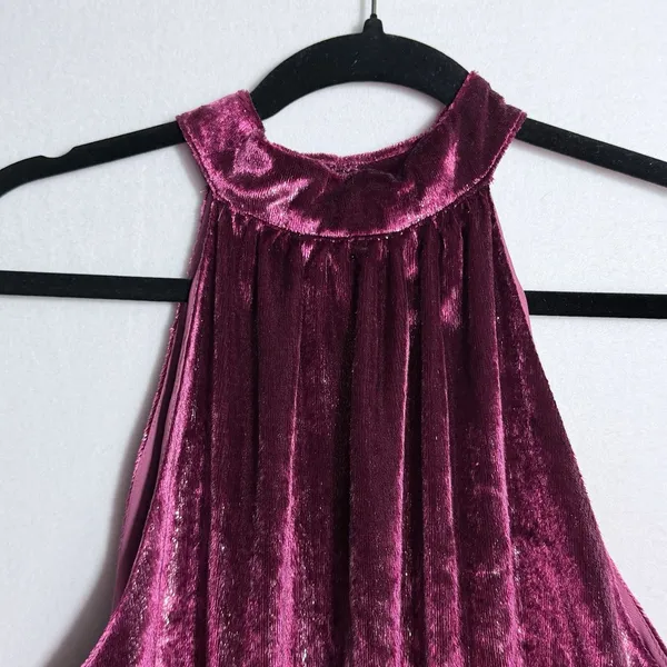 NEW Ramy Brook Deep Red Sparkle Velvet Velour Halter Neck Ellin Mini Dress Sz M - Image 6
