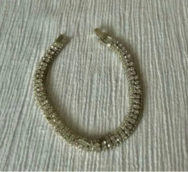 Tennis Bracelet Vintage “Renata” Rhinestone Silver Tone Tennis Prep Chic Elegant - Image 3