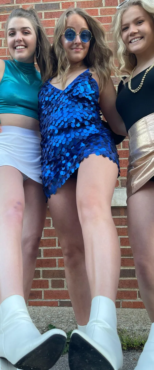 Blue Sequin Mini Dress - Image 4
