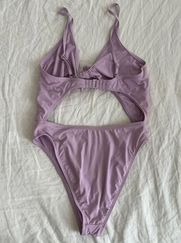 DIPPIN' DAISY'S Purple Lilac Front Tie One Piece Swimsuit Size M - Image 2