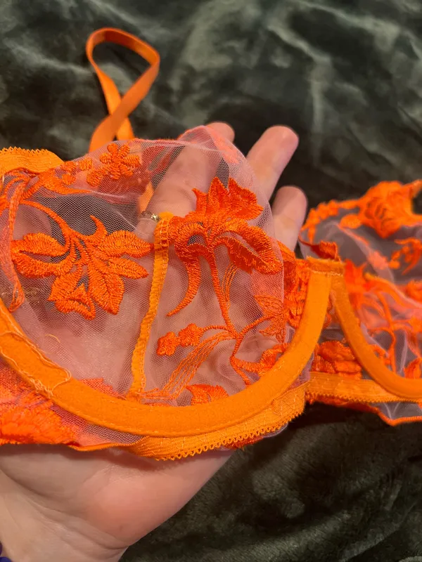 Neon Orange Lace Bra Size 34 C - Image 5