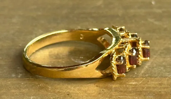 Vintage Multi Gemstone Ring Gold - Image 6