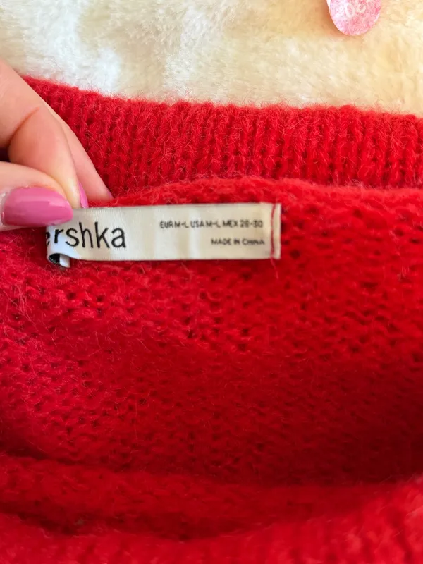 Bershka red off the shoulder sweater - Image 3