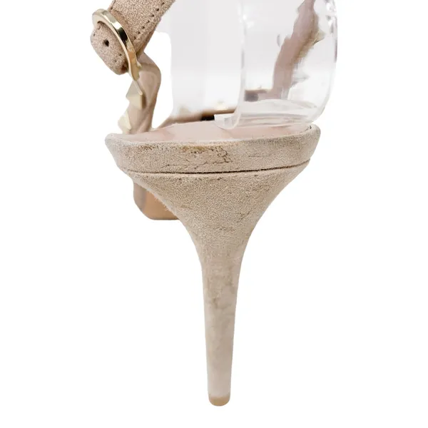 Valentino Garavani Rockstud Nude Mesh Suede Slingback Pointed Toe Pumps EU 39 - Image 9