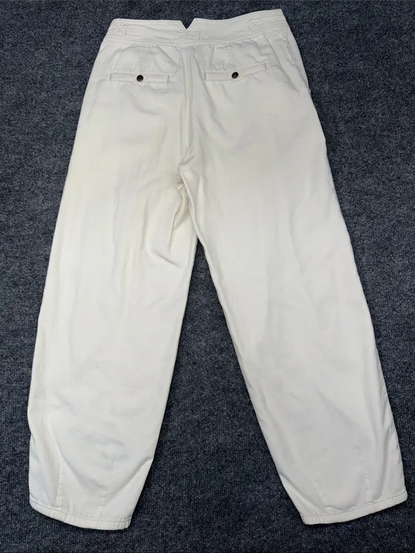 Anthropologie cream-colored, pleated barrel trousers - Image 2