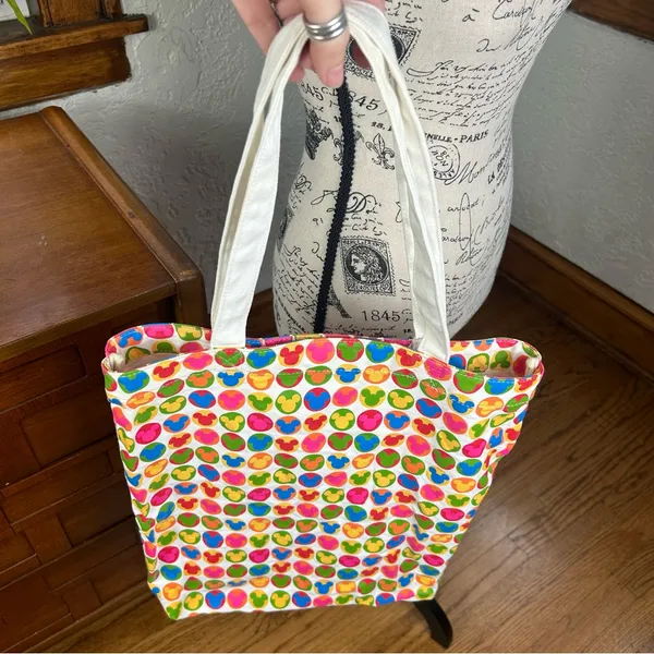 Disney Mickey Mouse Multicolor Rainbow Canvas Tote Bag - Image 3