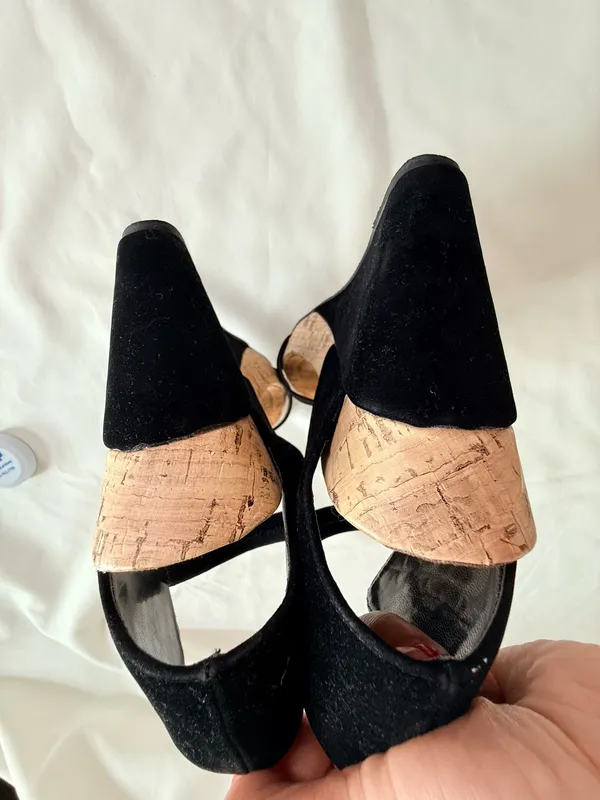 Black Heels Liliana Strappy Women’s wedge size 6.5 - Image 4