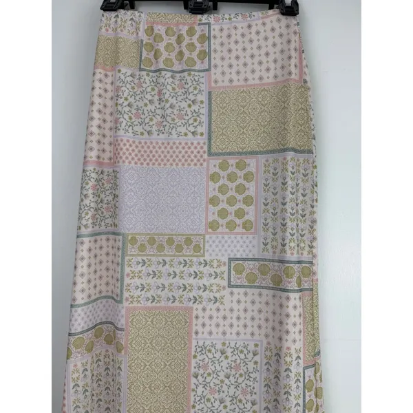 See You Monday Los Angeles Patchwork Floral Shell Maxi Skirt Pink Green Small‎ - Image 2