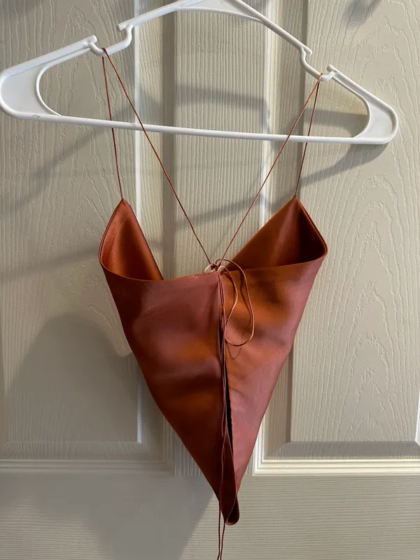 re:named Orange Soft Satin Crop Top - Image 4