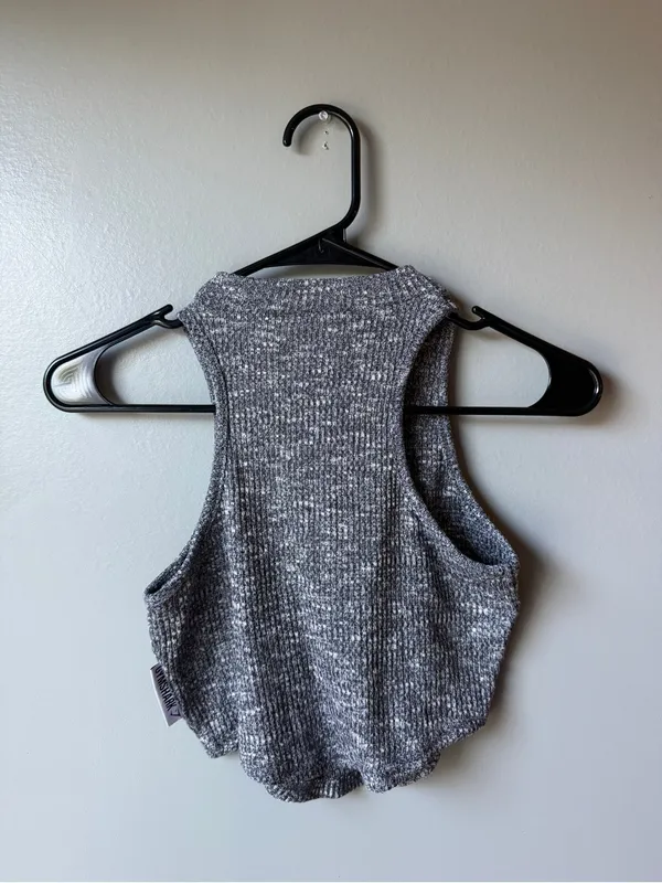 Gymshark Women’s XS Gray Marled Ribbed Crop Tank Top - Image 7
