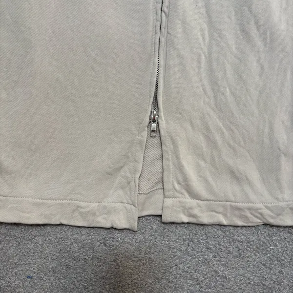 Zara Neutral Cream Cotton Jersey Zip-Front Straight Midi Skirt - Image 2
