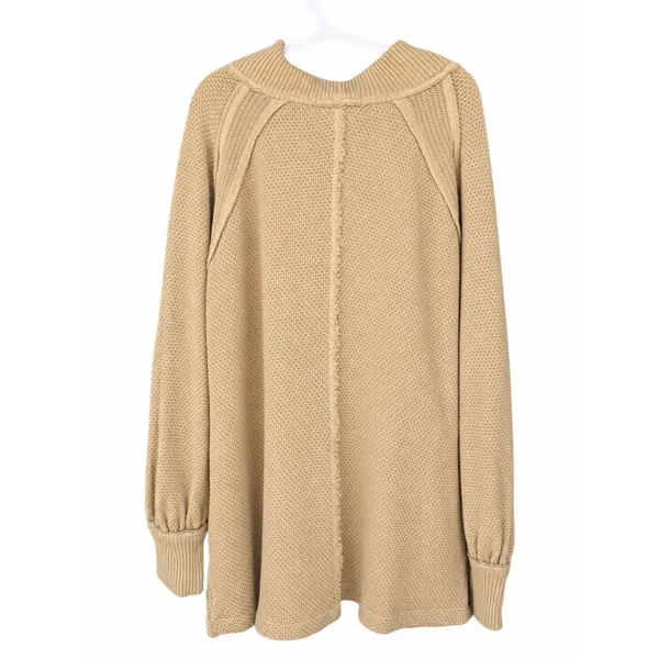 Free People We The Free She’s A Keeper Sweater Women’s L Tan Oversized Boho - Image 5