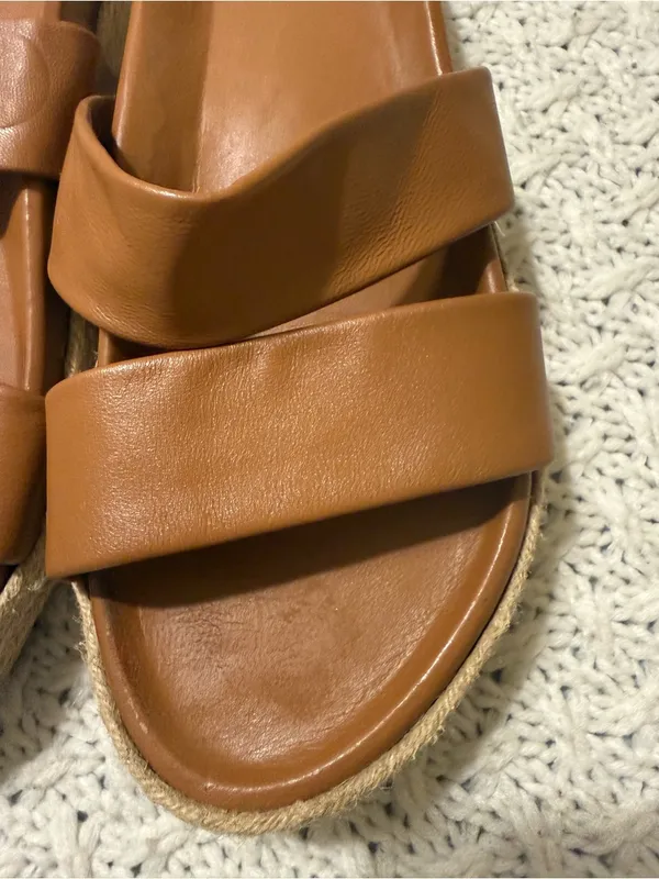 Beek Twinspot Platform Leather Sandals Tan Brown Women's Size 8 slides - Image 10