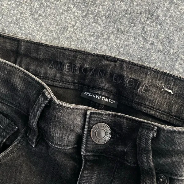 American Eagle Black Hi Rise Skinny Jeans Y2k Grunge Mallgoth Dark Office Siren - Image 2