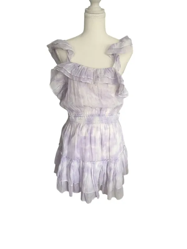 LOVESHACKFANCY Natasha Purple White Ombré Tie Dye Dress Size Medium - Image 3