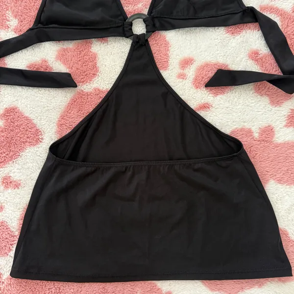 Sultry Black Cut-Out Halter Top / Mini Dress w Ring Detail 🔥 Y2K | Beach Club | Festival | Coachella | XS - Small New!! - Image 6