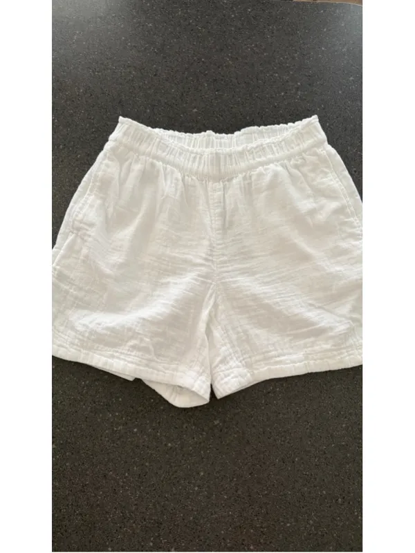 Old Navy White Crinkle Gauze Shorts High Waisted Comfort Waistband Size S - Image 5