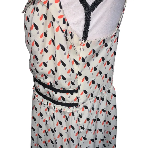 Romy Cream Midi Dress with Multicolor Teardrop Print Sleeveless - Image 4