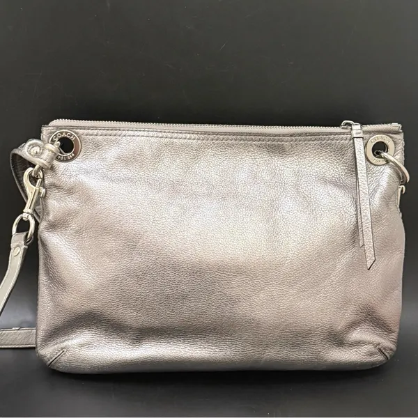 COACH 18996 Poppy Metallic Silver Leather Hippie Shoulder Crossbody Bag - Image 2