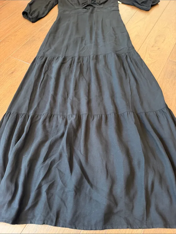 Goodthreads Black V-Neck Cutout Tiered Maxi Dress Size XS NWT - C26-037 - Image 6