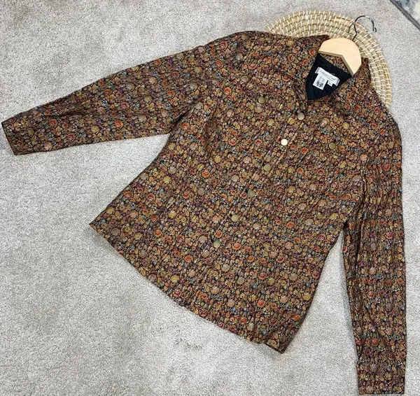 Coldwater Creek Tapestry Multicolor Brocade Jacquard Button Front Top Jacket M - Image 2