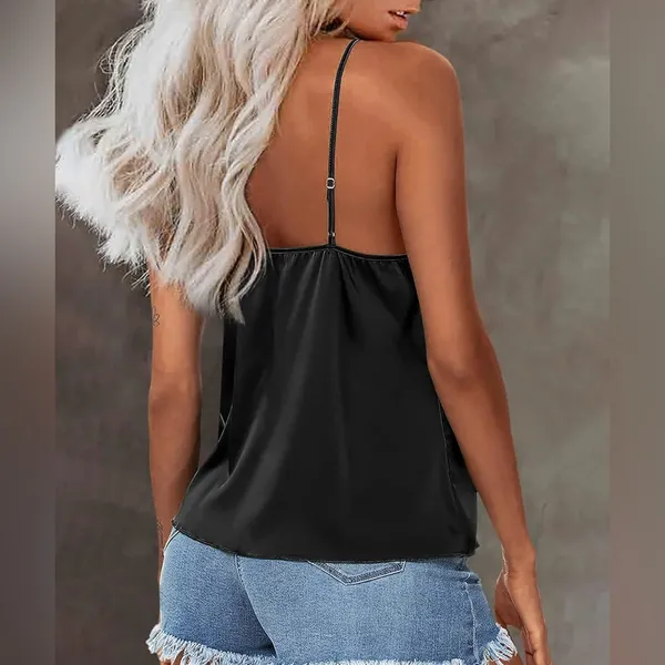 Ekouaer Womens Silk Satin Tank Tops nwt Large black - Image 4
