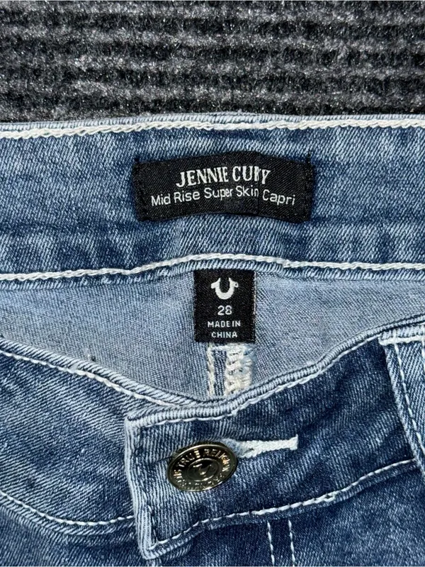 True Religion Jennie Curvy Mid Rise Super Skinny Jeans Sz 28 Bling Pocket Y2K - Image 7