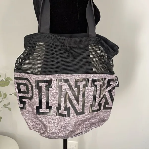 PINK Victoria’s Secret Nylon/Mesh Duffle Bag Gray/Black‎ - Image 2
