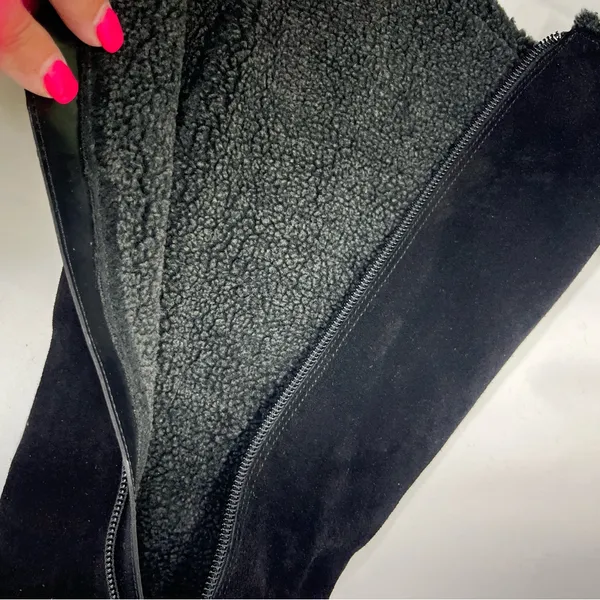 Alfani Vermont Suede Leather Shearling Triple Buckle‎ Riding Boot Women 7 Black - Image 6