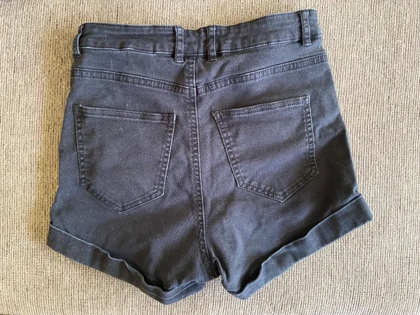 H&M High Rise Black Denim Shorts - Image 2