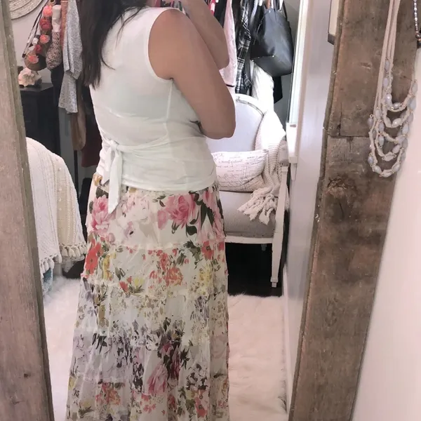 BB Dakota Anthropologie small white tie back top - Image 3