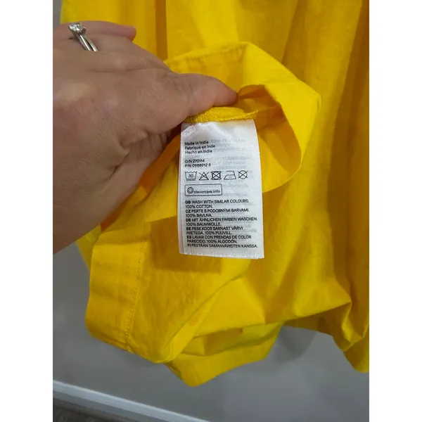 H&M Yellow Spaghetti‎ Strap Peasant Mini Dress 100% Cotton Size XL - Image 3