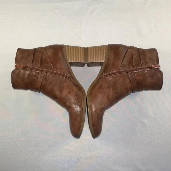 Frye & Co - Indiana Heeled Stacked Leather Ankle Boots Brown Women's Size 8M New - Image 4
