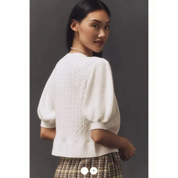 Anthropologie Maeve Short-Sleeve Cable-Knit Cardigan Sweater - Image 2