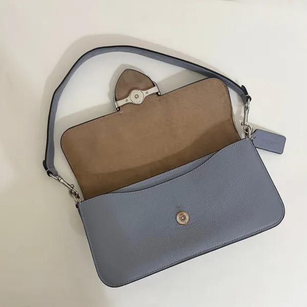 COACH Morgan CL461 Grey Mist Pebble Leather Shoulder Bag Silver Hardware - Image 7