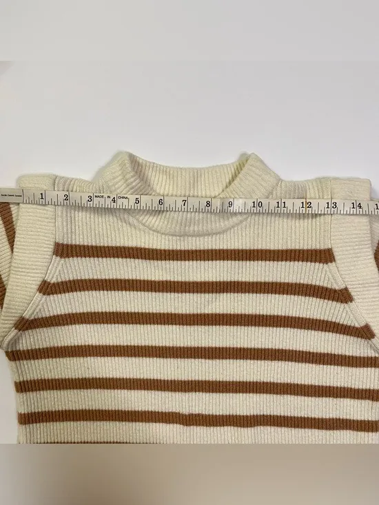 PrettyGarden Cream Sweater Tan Stripes size S - Image 8