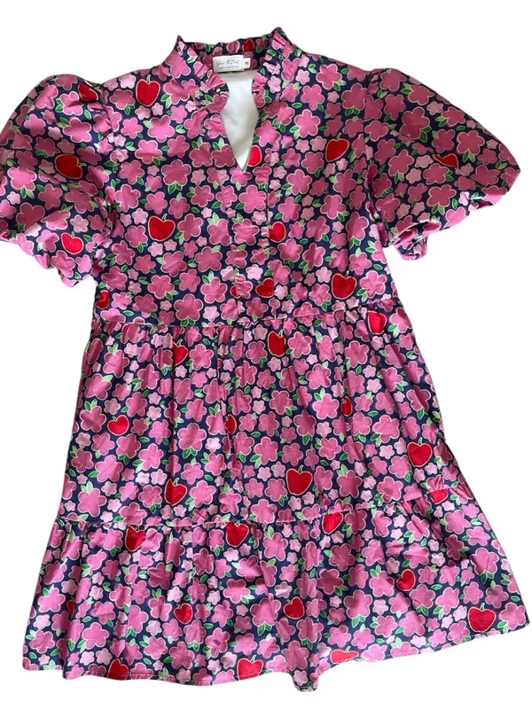 Shop The Mint Somewhere Out There Navy Apple And Floral Print Babydoll Dress M - Image 2